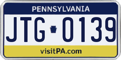 PA license plate JTG0139