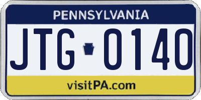 PA license plate JTG0140