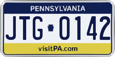 PA license plate JTG0142