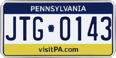 PA license plate JTG0143