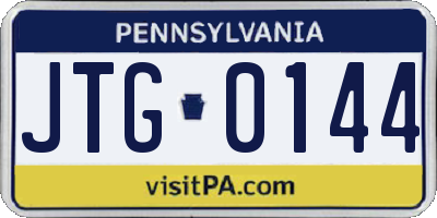 PA license plate JTG0144