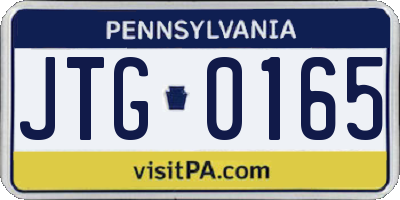 PA license plate JTG0165