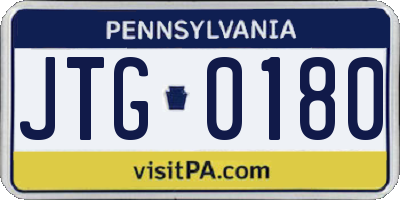 PA license plate JTG0180