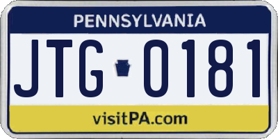 PA license plate JTG0181