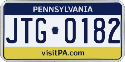 PA license plate JTG0182