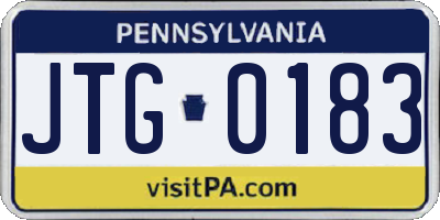 PA license plate JTG0183