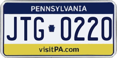 PA license plate JTG0220