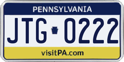 PA license plate JTG0222