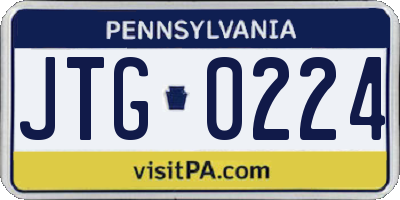 PA license plate JTG0224