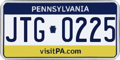 PA license plate JTG0225