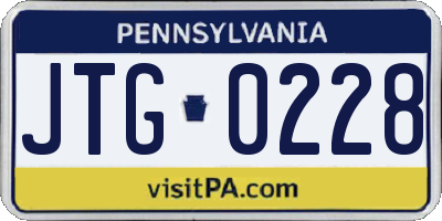 PA license plate JTG0228