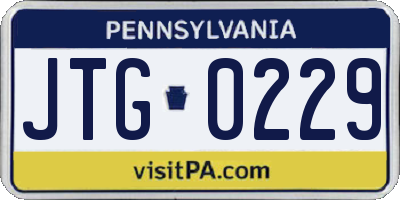 PA license plate JTG0229