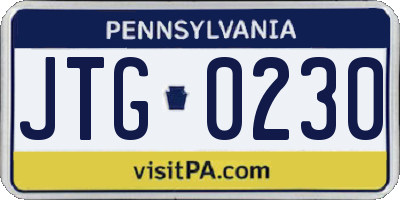 PA license plate JTG0230