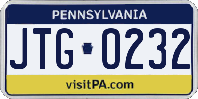 PA license plate JTG0232