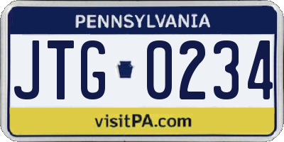 PA license plate JTG0234