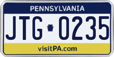 PA license plate JTG0235