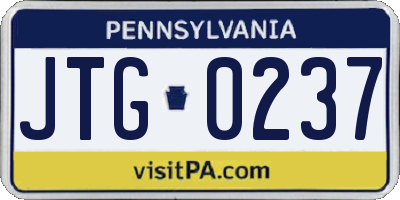 PA license plate JTG0237