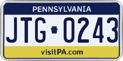 PA license plate JTG0243