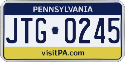 PA license plate JTG0245