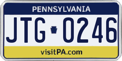 PA license plate JTG0246