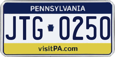 PA license plate JTG0250