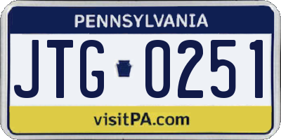 PA license plate JTG0251