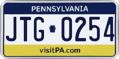 PA license plate JTG0254