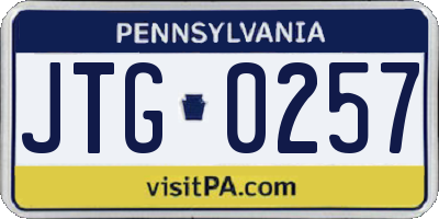 PA license plate JTG0257