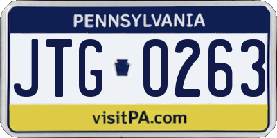 PA license plate JTG0263
