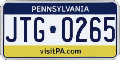 PA license plate JTG0265