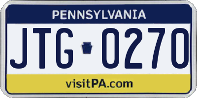 PA license plate JTG0270
