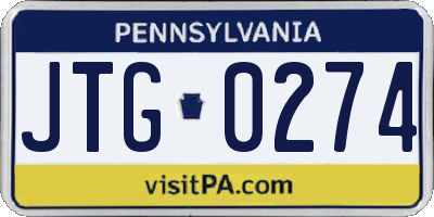 PA license plate JTG0274
