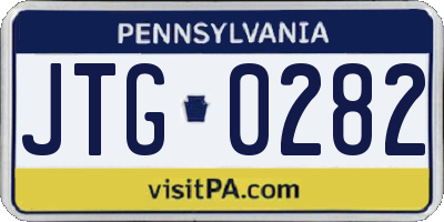 PA license plate JTG0282