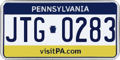 PA license plate JTG0283