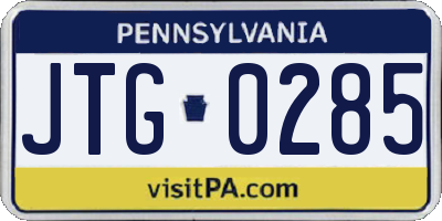 PA license plate JTG0285