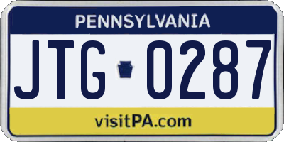 PA license plate JTG0287