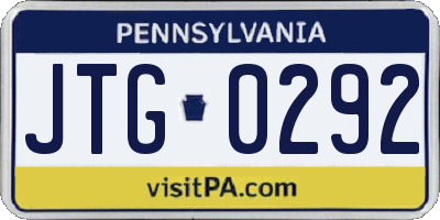 PA license plate JTG0292
