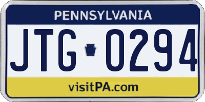 PA license plate JTG0294