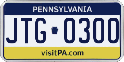 PA license plate JTG0300