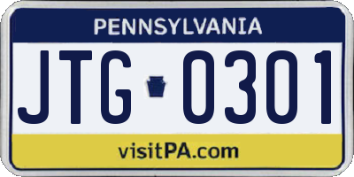 PA license plate JTG0301