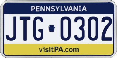 PA license plate JTG0302