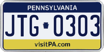 PA license plate JTG0303