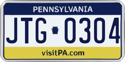 PA license plate JTG0304