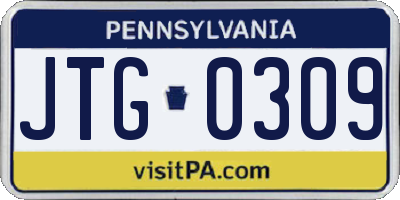 PA license plate JTG0309