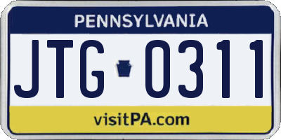 PA license plate JTG0311