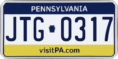 PA license plate JTG0317