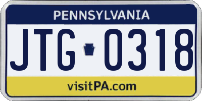 PA license plate JTG0318
