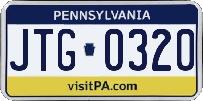 PA license plate JTG0320