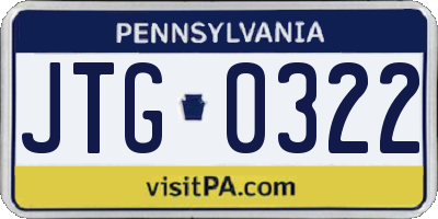 PA license plate JTG0322