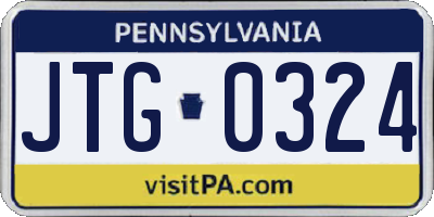 PA license plate JTG0324